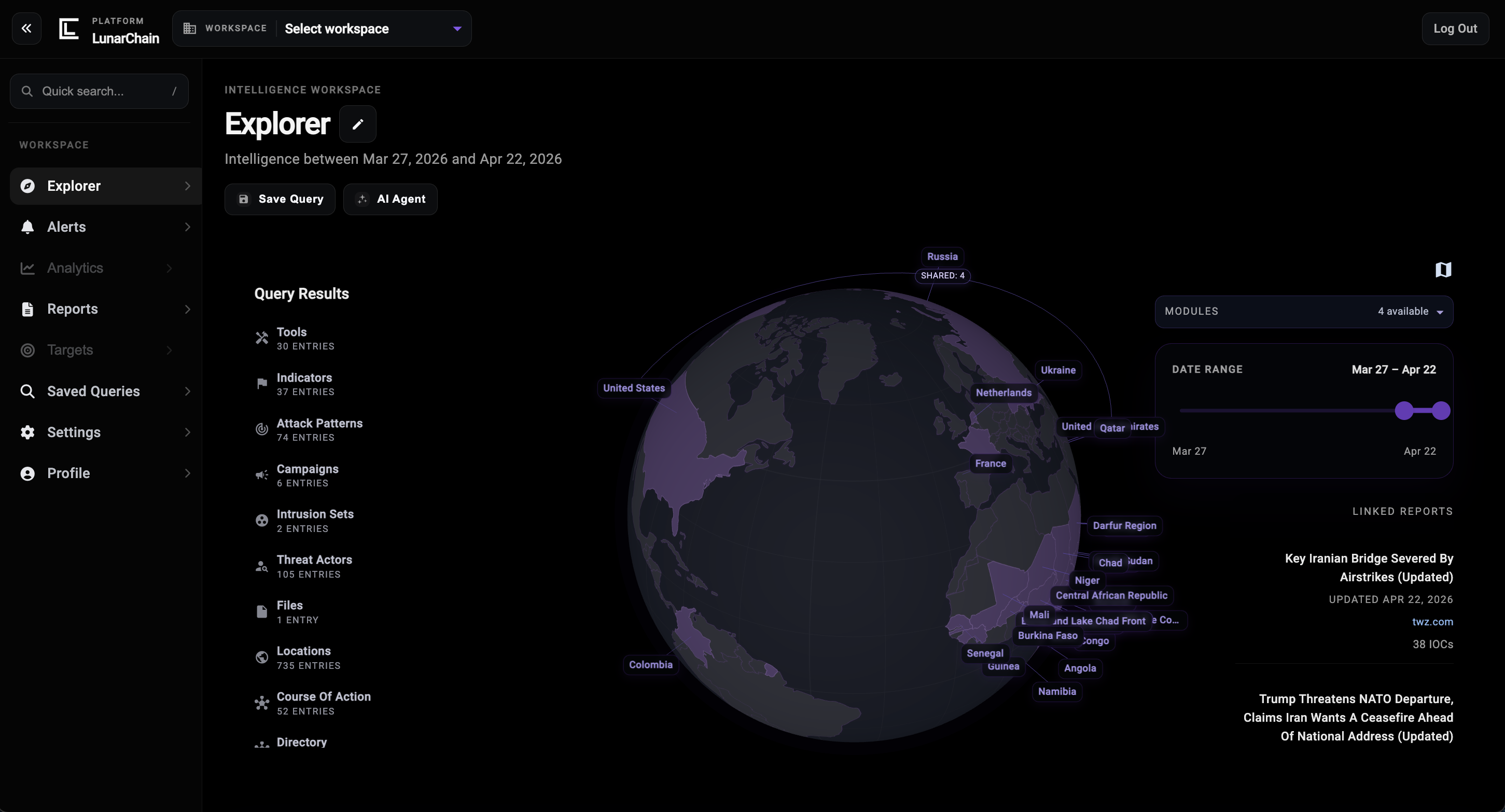 LunarChain platform explorer workspace